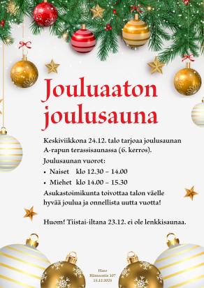 2025 jouluaaton joulusauna