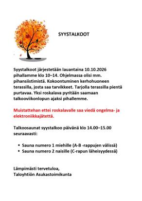 Syystalkoot 10.10.2026