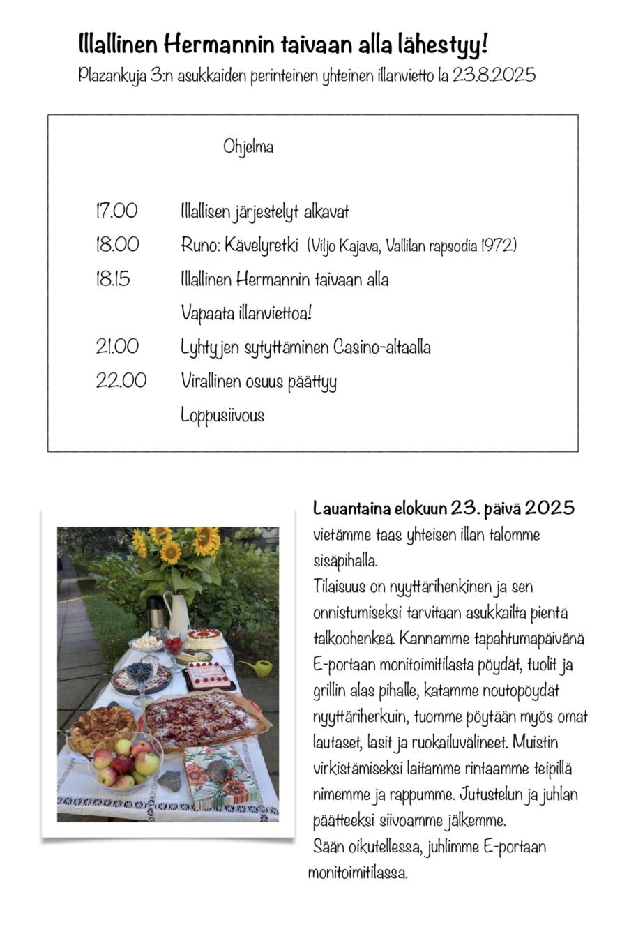 Hermannin taivaan alla lauanataina 23.8.