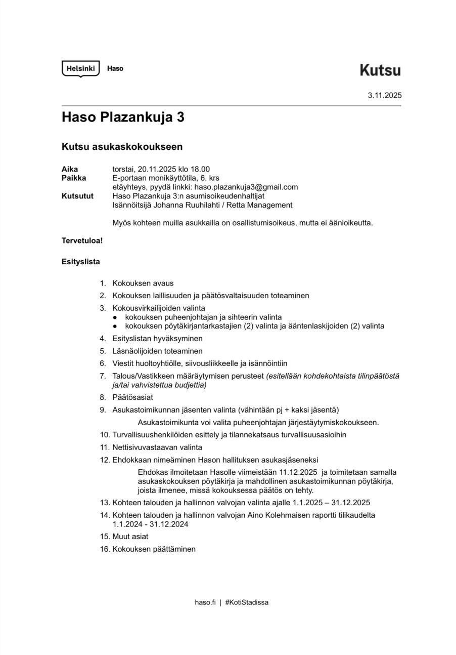 Asukaskokous marras 2025